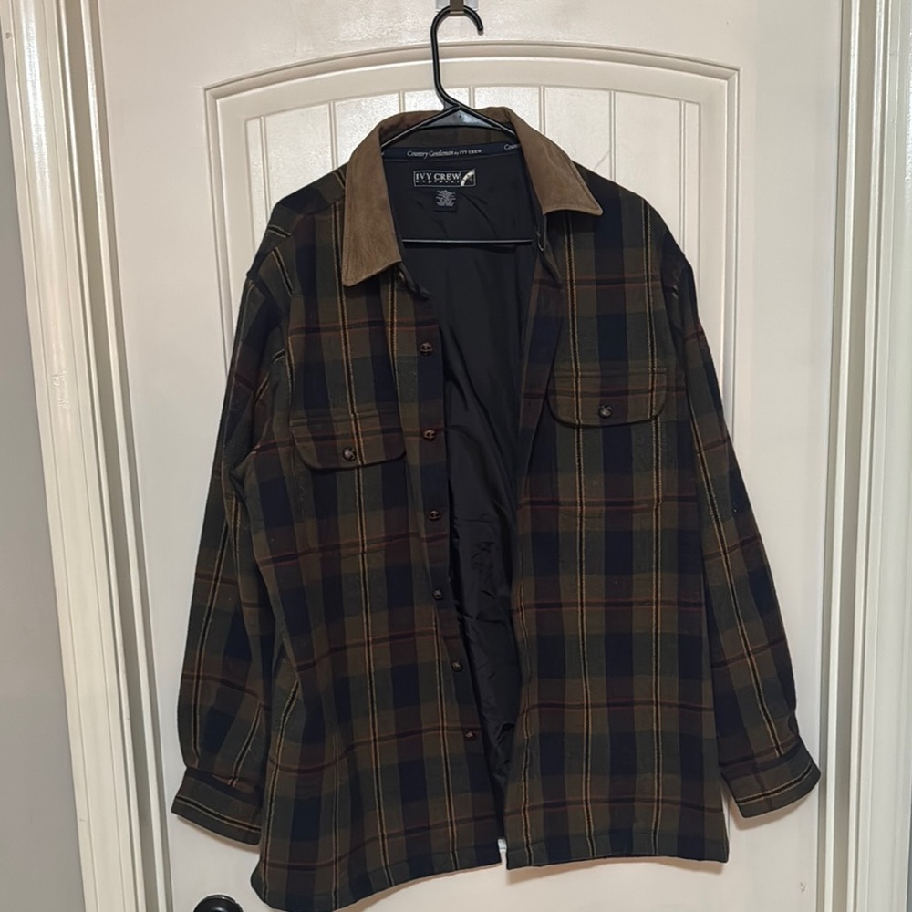 Red and Brown Lightweight Plaid Ivy Crew Jacket